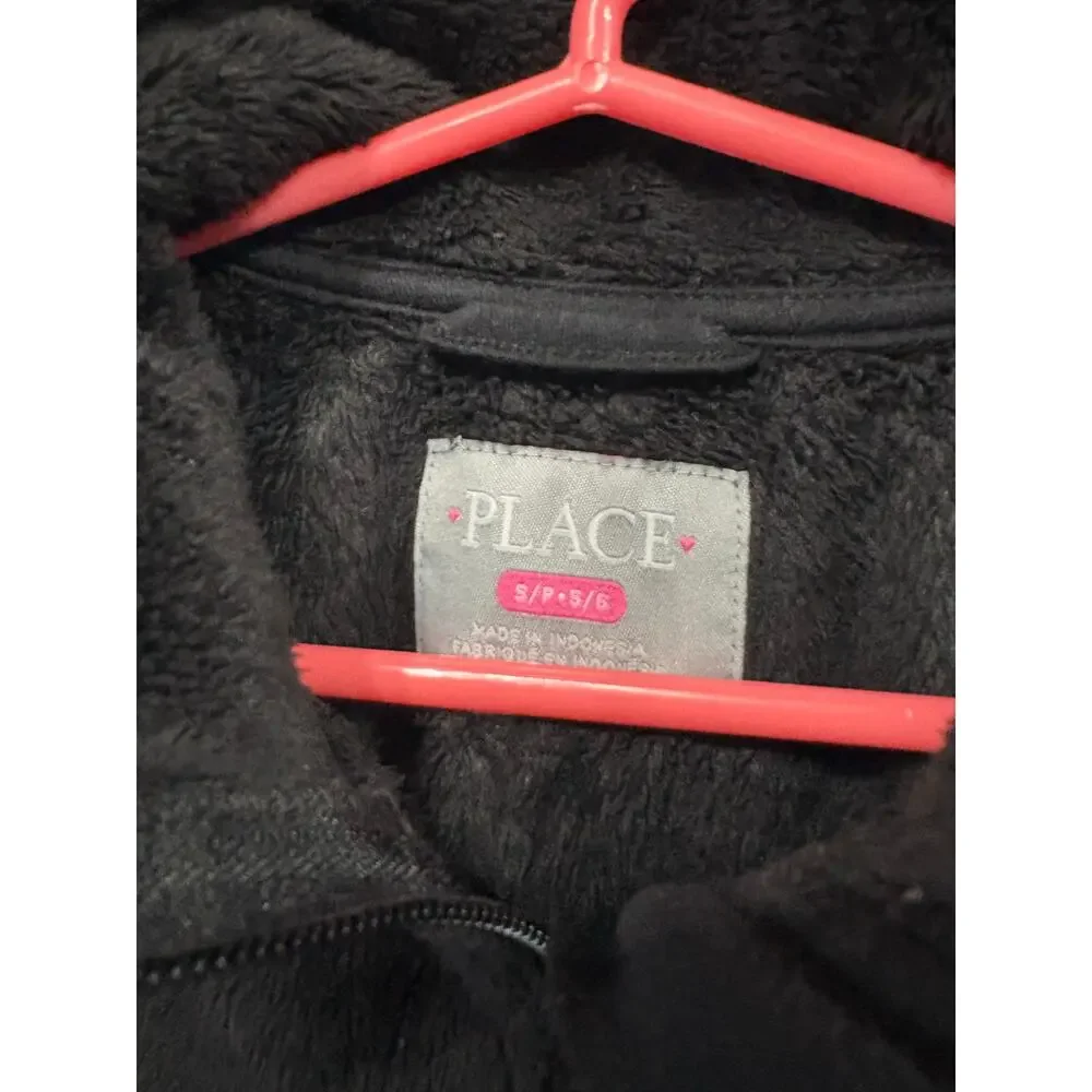 Black Fuzzy Jacket - The Children's Place - S (5/6)